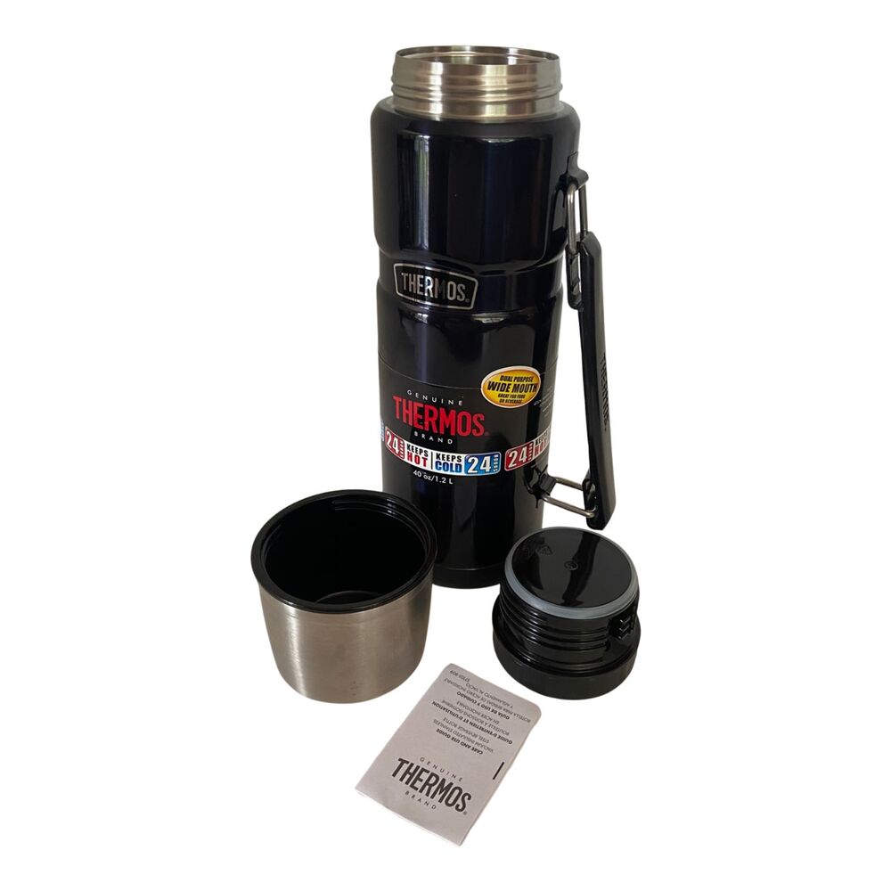 NEW Thermos 40 oz Wide Mouth Stainless Steel Bottle SK3010 Black Hot Cold w/ Cup